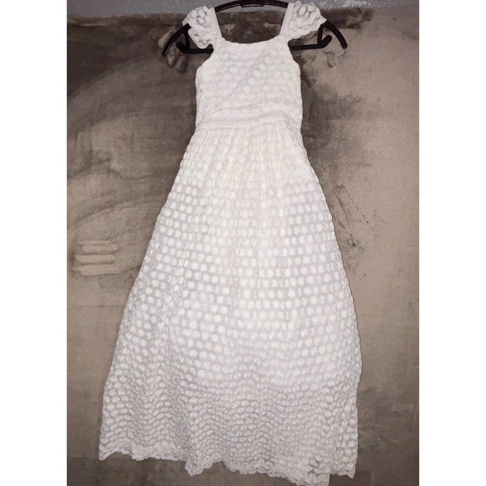 Show Me Your Mumu Flower Girl Dress Girls 7Y White Ivory Floral Daisy Cap Sleeve - Picture 4 of 14